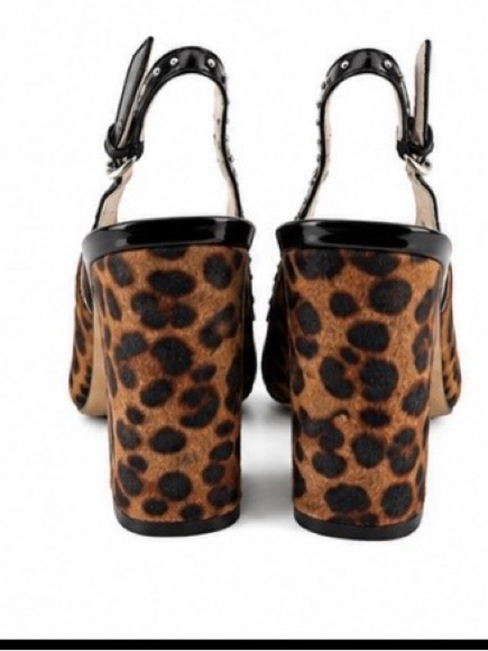 Marc Fisher LTD Leopard Print Studded Pointed Toe Slingback Heels - Picture 3 of 6
